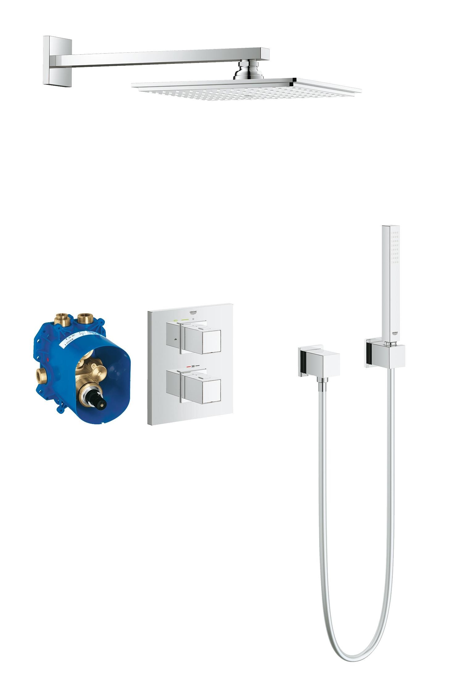 Термостат скрытого монтажа для душа Grohe Grohtherm Cube с душевым гарнитуром (со встраиваемым механизмом) 34506000
Термостат скрытого монтажа для душа Grohe Grohtherm Cube с душевым гарнитуром (со встраиваемым механизмом) 34506000