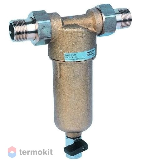 Фильтр Honeywell Braukmann FF06-1"-AAM для горячей воды, тонкой очистки, с промывочным краном