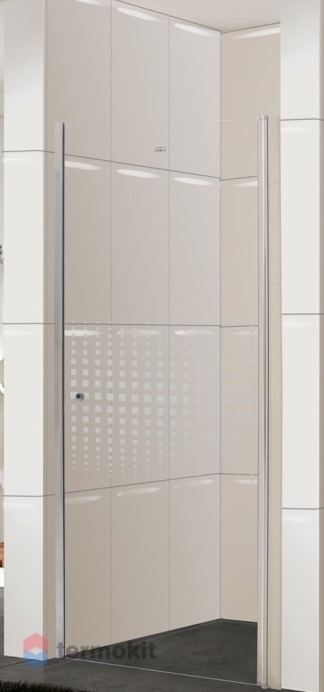 Душевая дверь Parly 800x1850 (прозрачное закаленное стекло с дизайнерским рисунком) хром DE80
