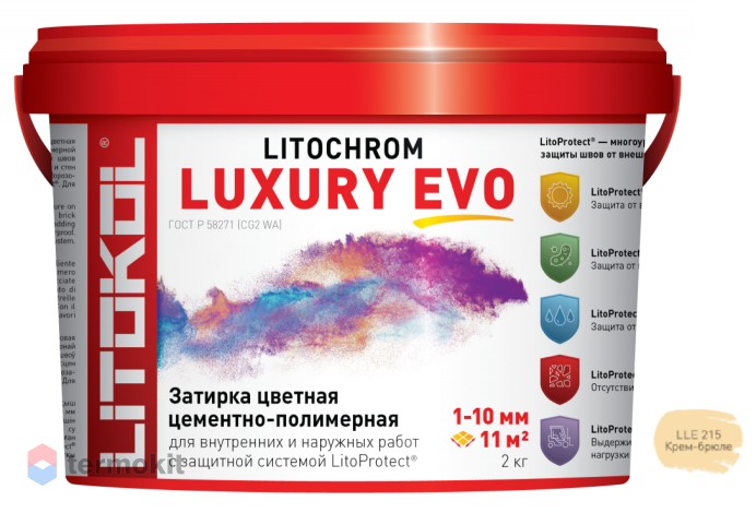 Затирка Litokol цементная Litochrom 1-10 Luxury Evo LLE.215 крем-брюле 2кг