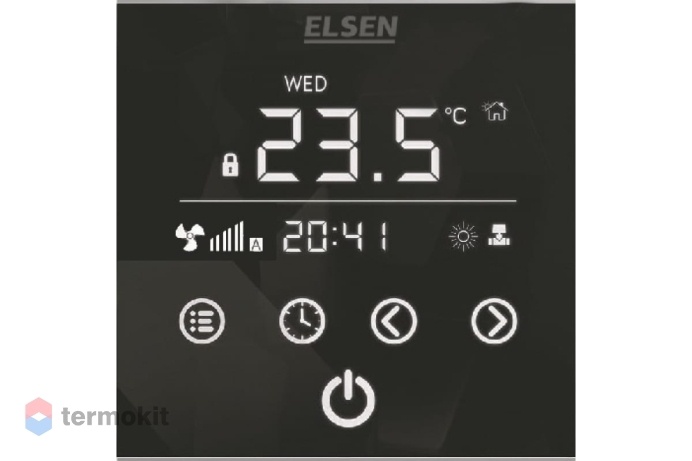 Elsen Регулятор настенный программируемый, принудительная конвекция, черный EKA.01.02B