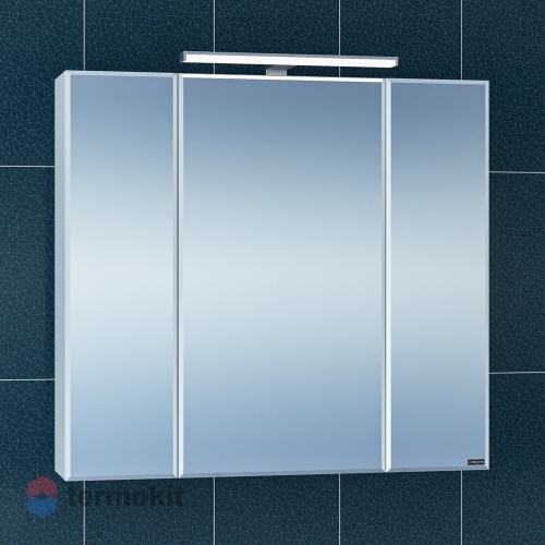 Зеркальный шкаф СанТа Стандарт 80 подвесной с подсветкой белый глянец 113011