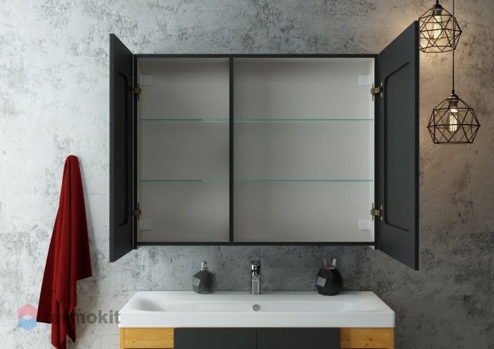 Зеркальный шкаф Континент Mirror Box black Led 100 Черный МВК051