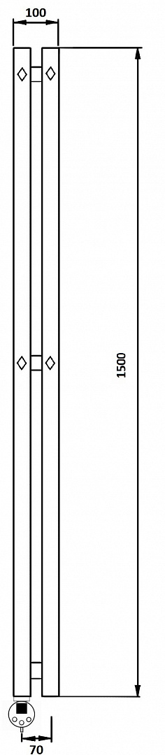 Электрический полотенцесушитель Secado Сандриго 2К 1500x100 ТЭН Лев. Графит