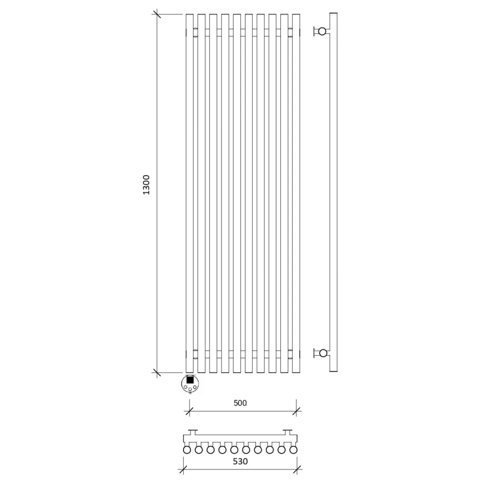 Электрический полотенцесушитель Secado Бергамо плюс 10 1300x500 ТЭН Лев. Черный матовый