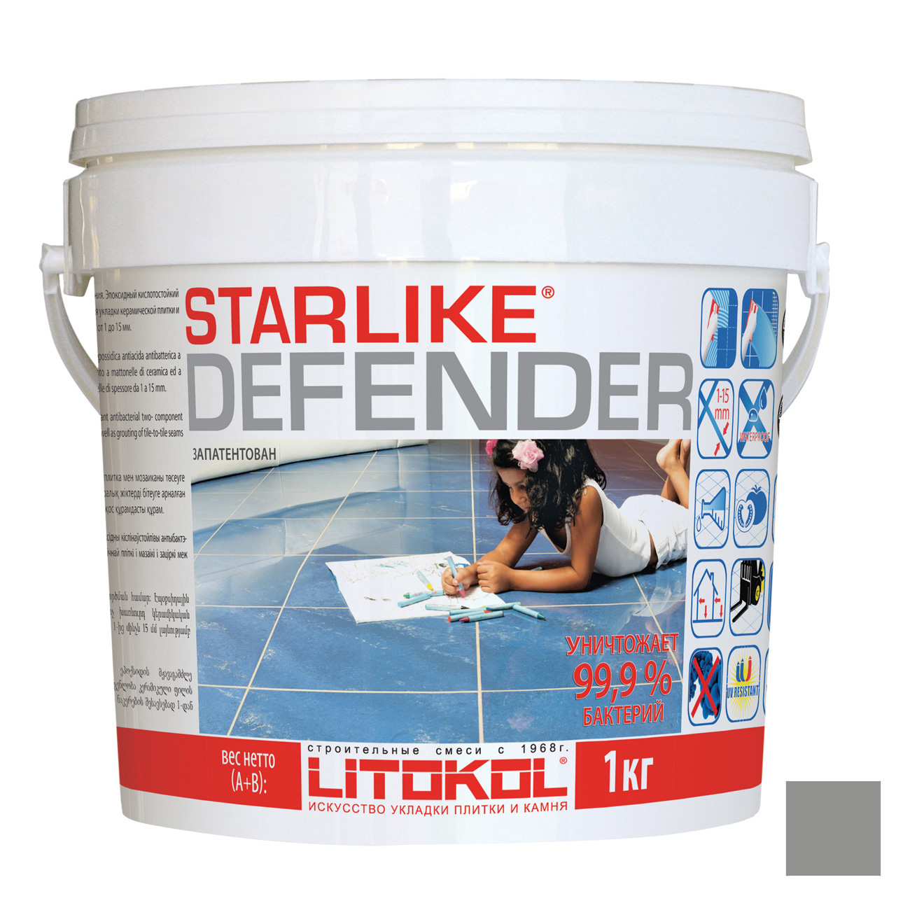 

Затирка Litokol эпоксидная Starlike Defender C.480 Серебристо-серый 1кг