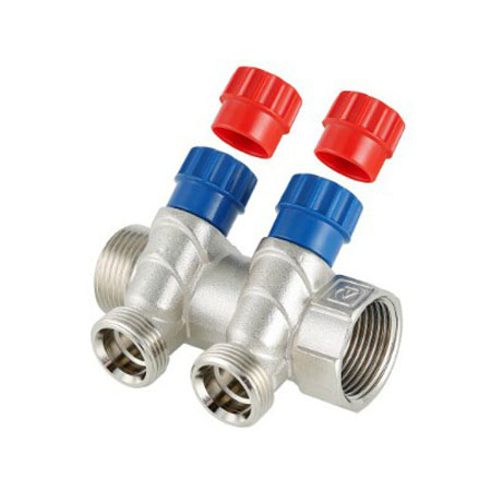 

Коллектор Valtec с регулирующими вентилями и комплектом ручек 1" x 3/4" на 2 отвода