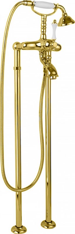 

Смеситель для ванны и душа Cezares Margot золото, ручка белая MARGOT-VDP-03/24-Bi