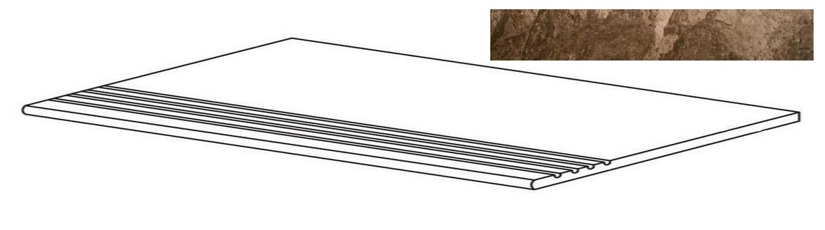 

Ступень Seranit Fossil Brown Lappato с насечками 30x120