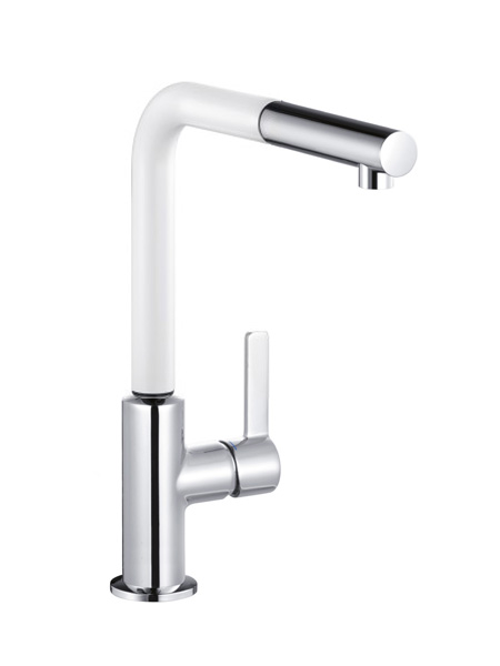 

Смеситель для кухни Kludi L-ine с выдвижным изливом, хром/белый 408519375