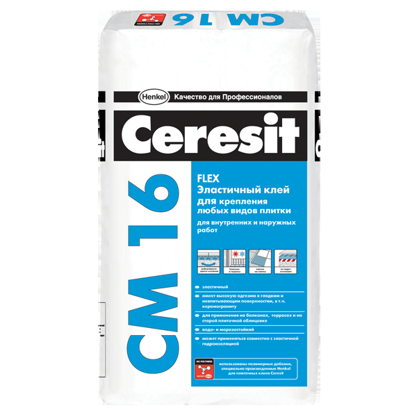 

Клей для плитки Ceresit CM 16/25 эластичный