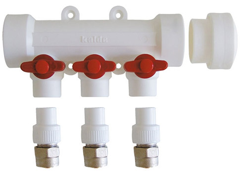 Kalde Коллектор без воздухоотводчика 4вых./ручки красные 40 х 20