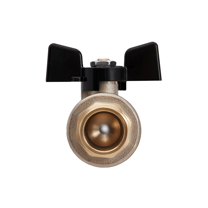 Hoobs Кран шаровой латунный НР/ВР 1/2'' с ручкой-бабочкой чёрного цвета