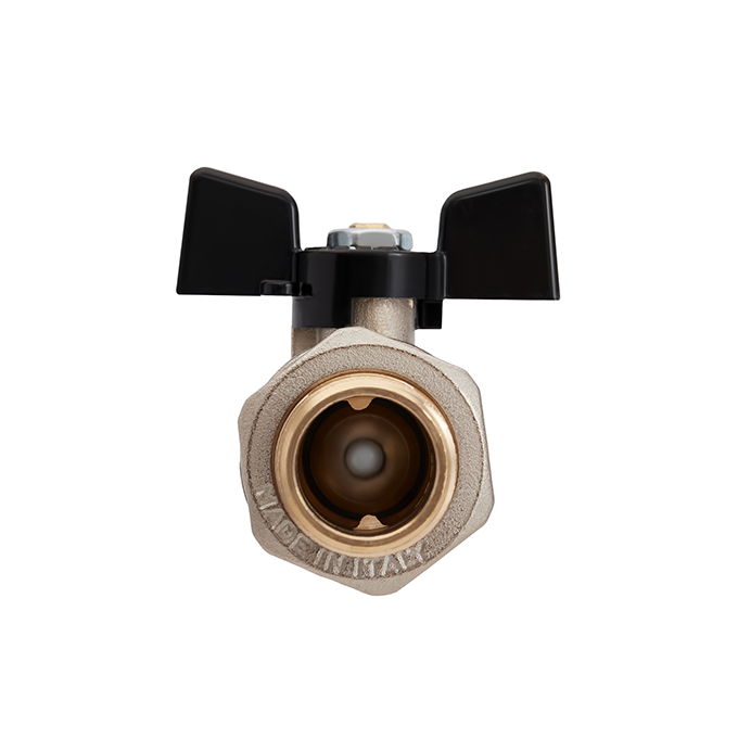 Hoobs Кран шаровой латунный с американкой НР/ВР 1/2'' с ручкой-бабочкой чёрного цвета