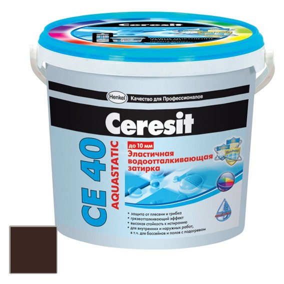 

Затирка Ceresit СЕ 40/2 Aquastatic водоотталкивающая Темный-шоколад 60 (2 кг)