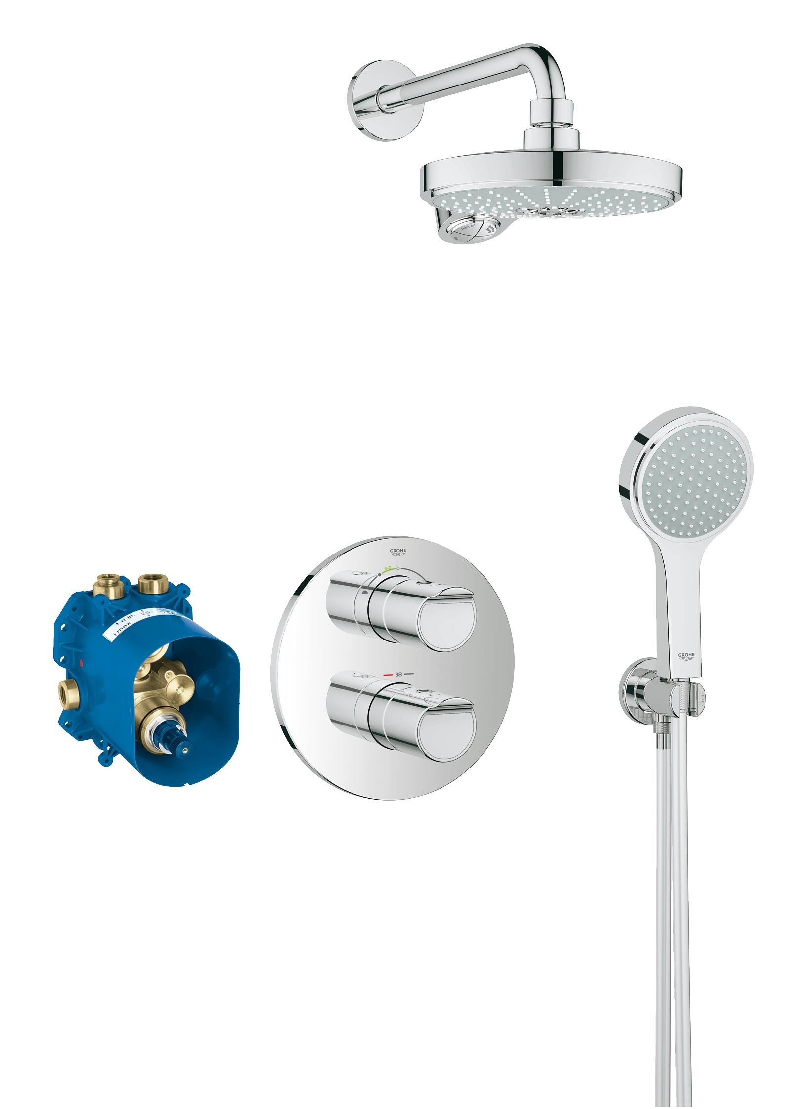 

Термостат скрытого монтажа для душа Grohe Grohtherm 2000 с душевым гарнитуром (со встраиваемым механизмом) 34283001