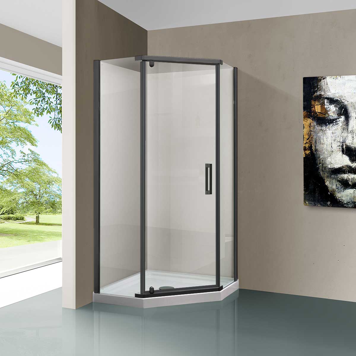 Душевой уголок Vincea Stresa 1950x900x900 вороненая сталь VSP-1S900CLGM