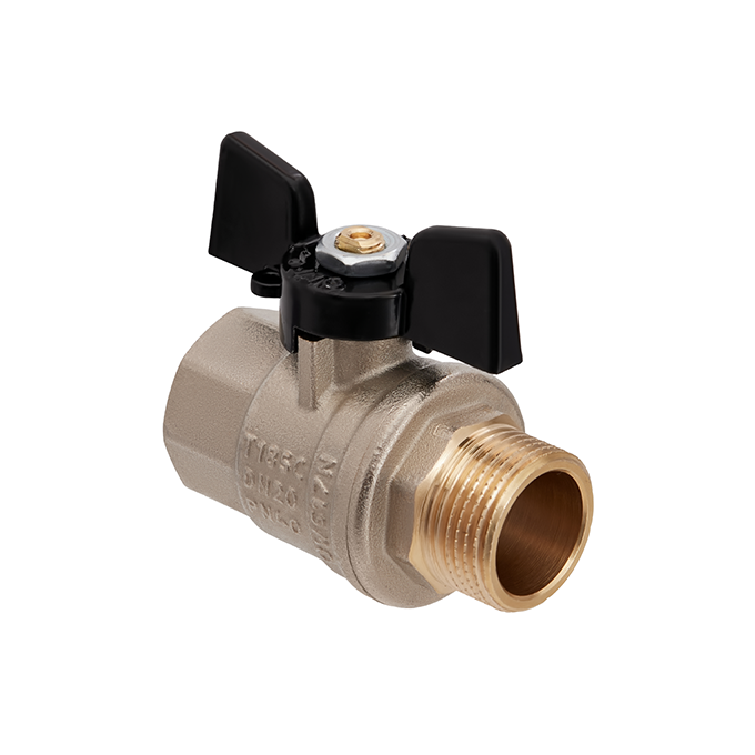 Hoobs Кран шаровой латунный НР/ВР 1/2'' с ручкой-бабочкой чёрного цвета