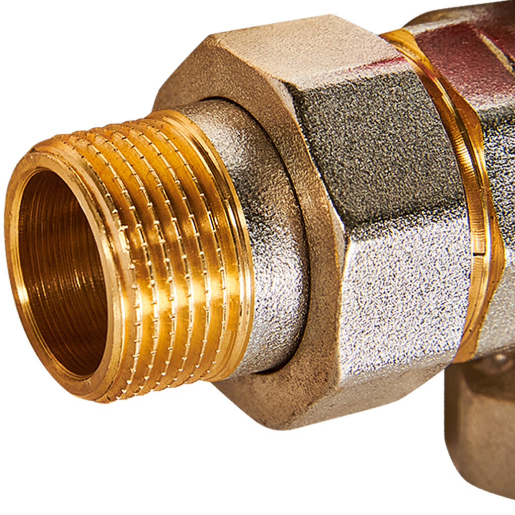 Rommer шаровой кран угловой с американкой 3/4" ВН/НР, ручка бабочка RBV-0006-2610220