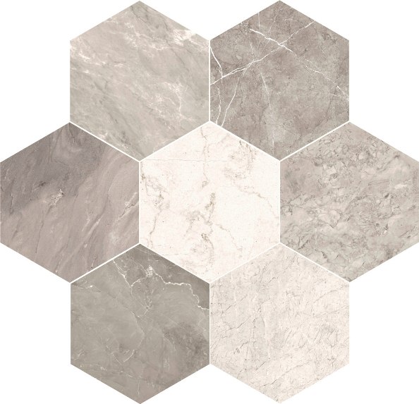 

Керамогранит Unica Marmi Mix Grigio Light Esagono (Mix без подбора) 35х40