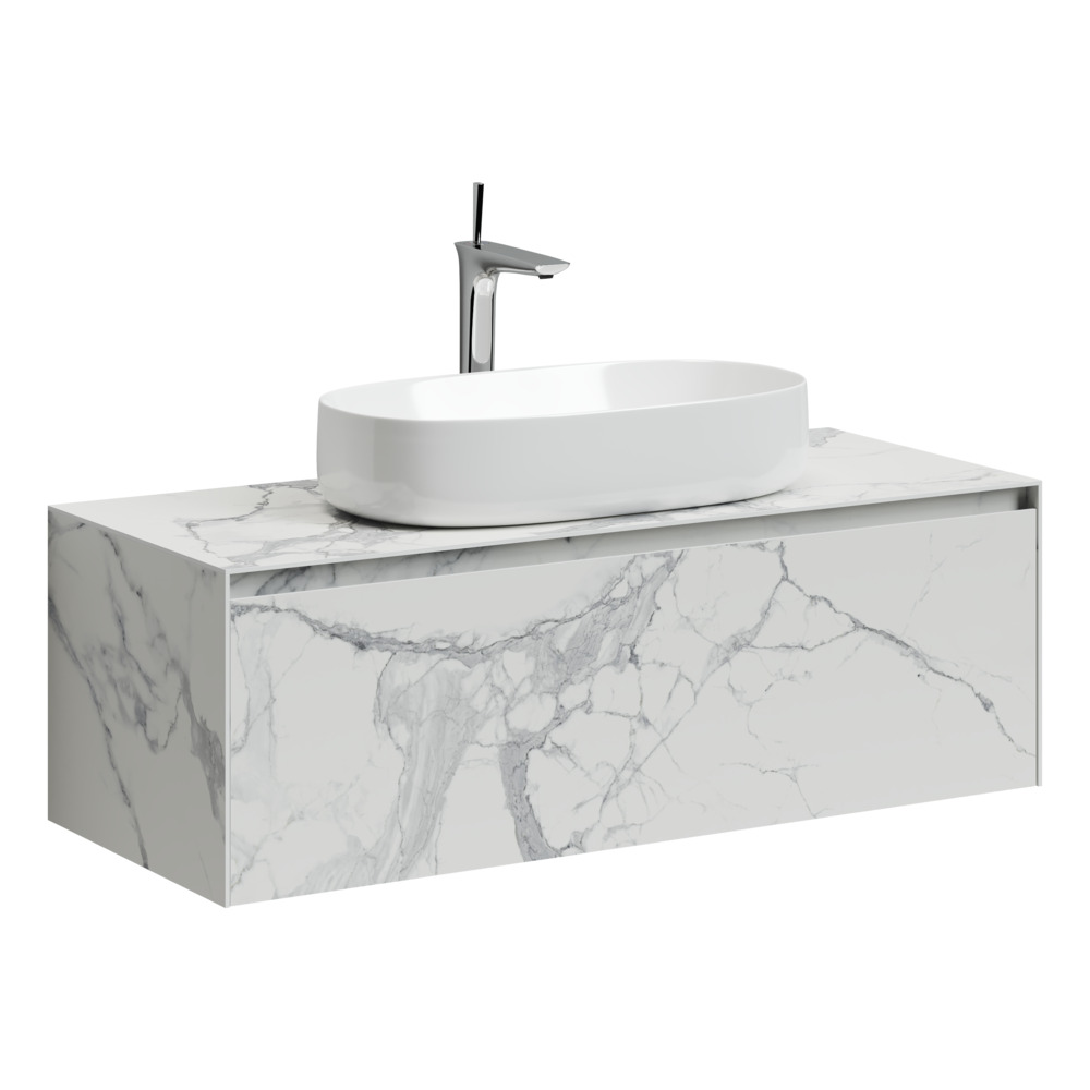 Тумба с раковиной SANCOS Stone 120 подвесная Statuario white ST120SV+CN5023