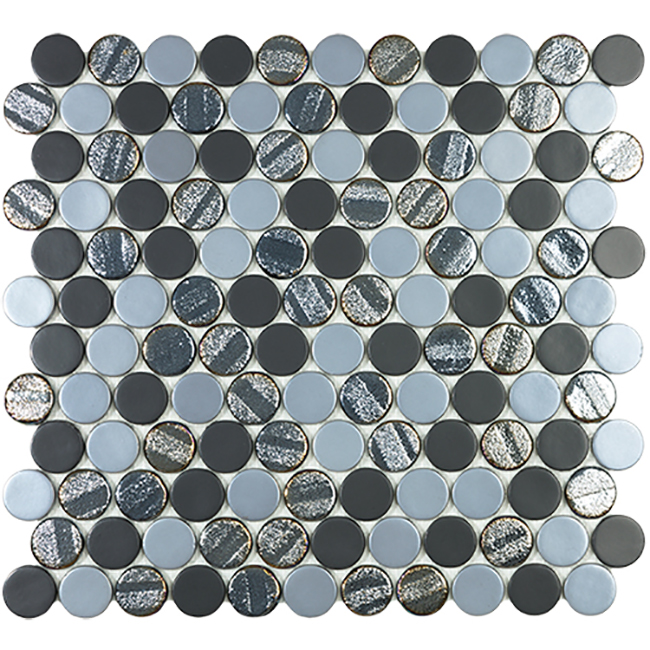 

Мозаика Vidrepur Circle Aqua Black Mix (на сетке) 30,6x31,4