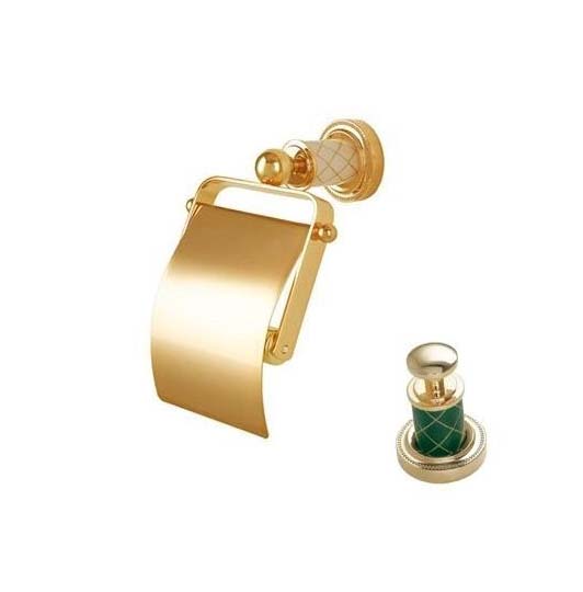 Держатель туалетной бумаги Boheme MURANO GOLD бирюзовое 10901-GR-G