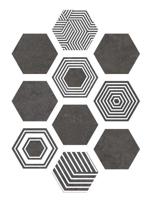 

Керамогранит ITT Ceramica Pier17 Hexa Zinc (10mix) 23,2х26,7