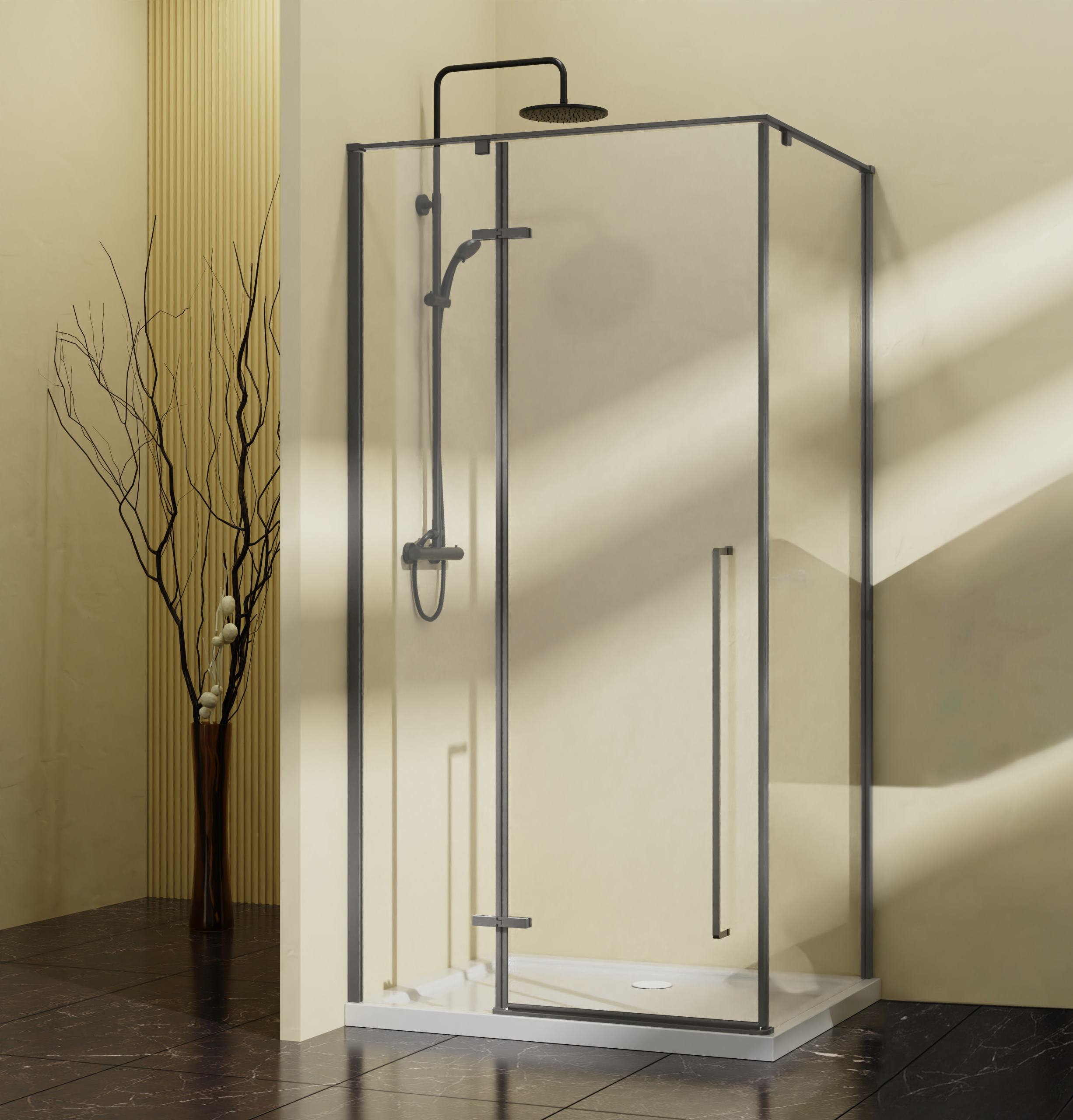 Душевой уголок Vincea Slim-N 1950x1000x1000 вороненая сталь VSR-5SN1010CLGM