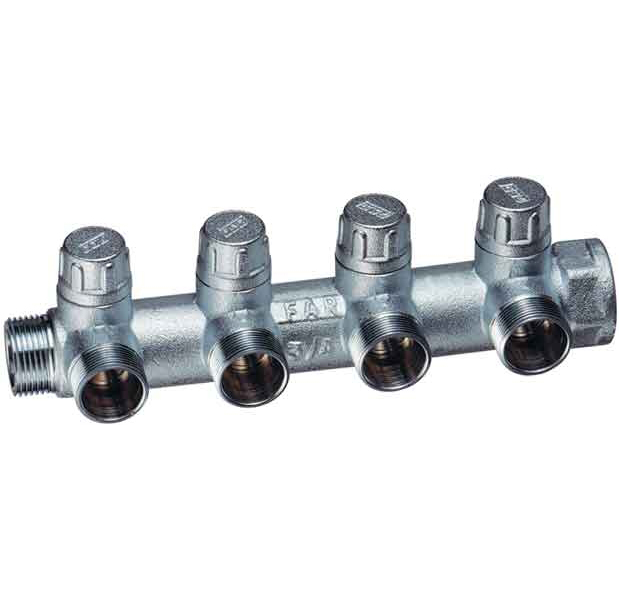 Far Запорный проходной коллектор ВР-НР 1" с 4 отводами 1/2" FK 3873 112