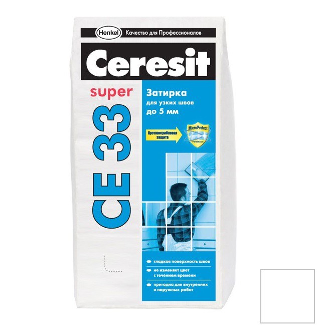 

Затирка Ceresit СЕ 33/5 Super 2-5мм S (белый 01) фольга (5 кг)