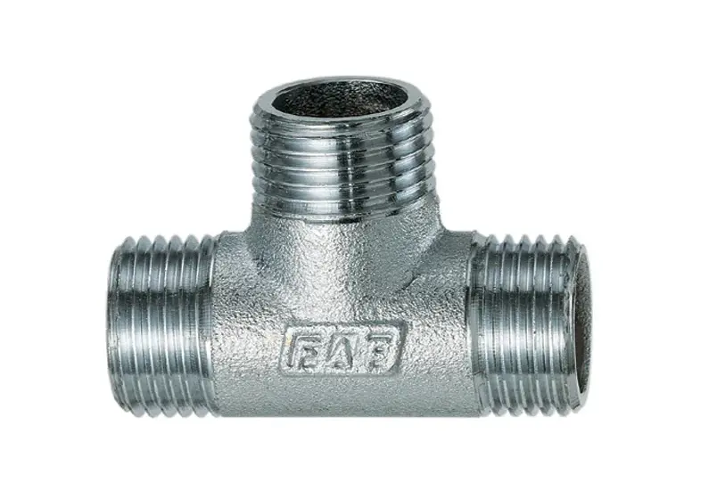 Far Тройник с переходами 1/2”-3/4”-1” НР, хромированный