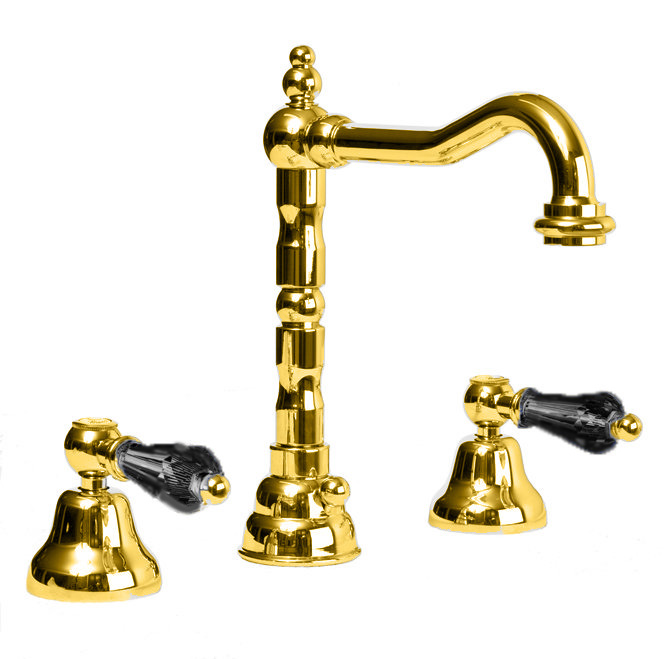 

Смеситель для раковины Cezares Diamond золото, ручка Swarovski черная DIAMOND-BLS2-03/24-Sw-N