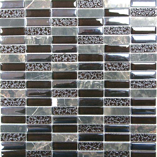 

Стеклянная Мозаика с камнем Bonaparte Super Line (brown) (8x15x48) 30x30