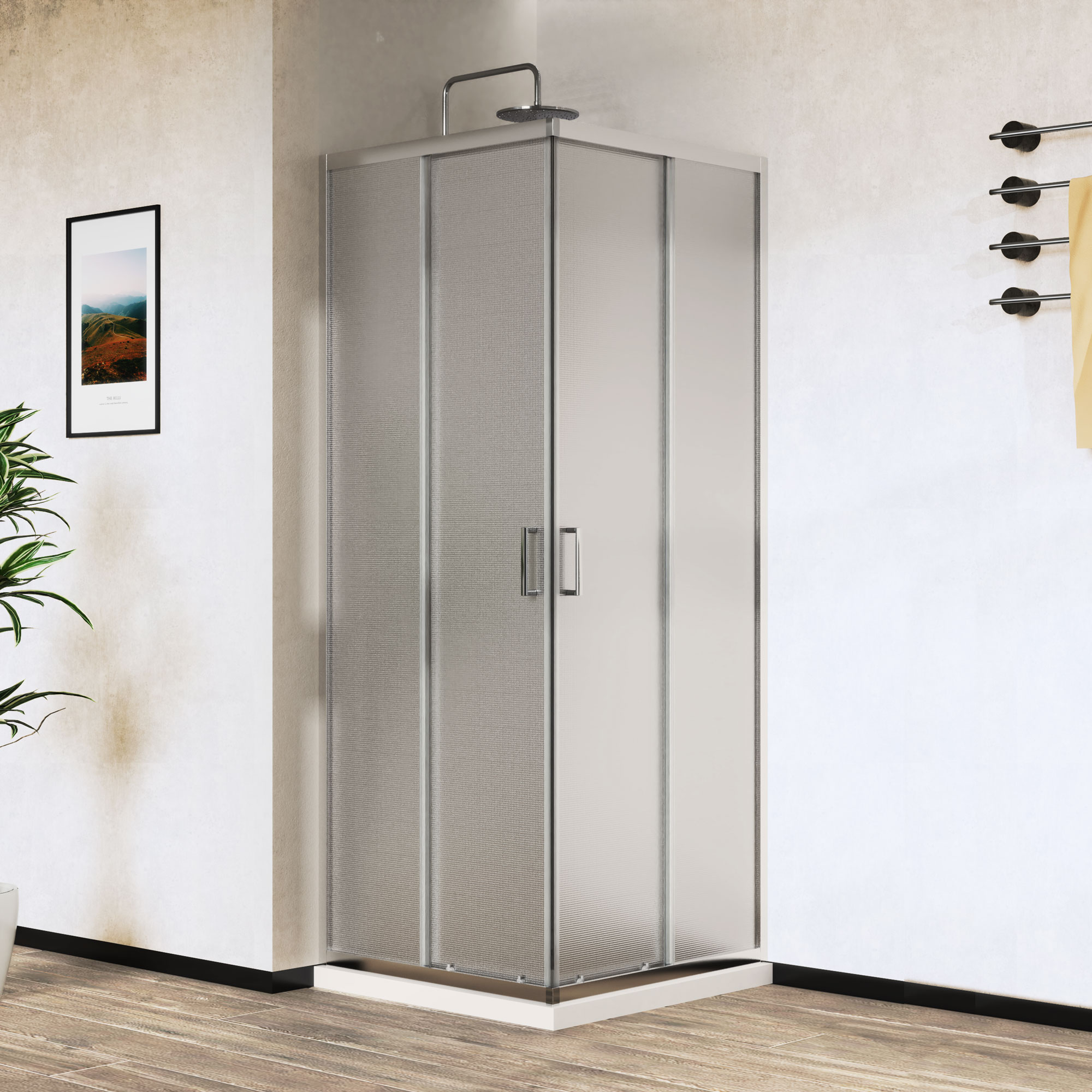 Душевой уголок Vincea City 1950x900x900 (текстурное стекло) хром VSS-5CT900MT