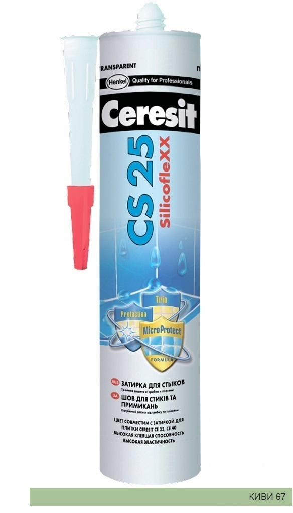 

Затирка Ceresit СS 25 силиконовая 67 Киви 280мл