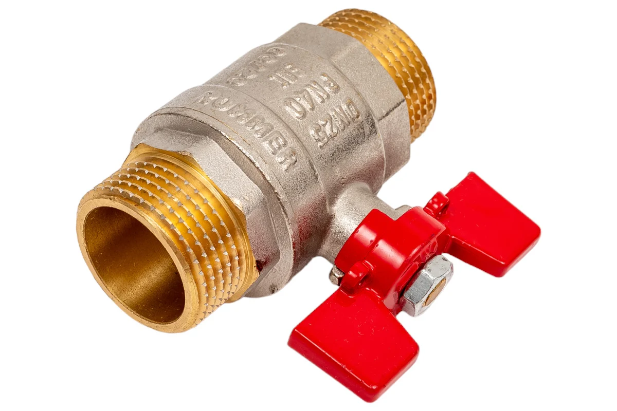 Rommer шаровой кран 1" НР/НР, ручка бабочка RBV-0007-0410225