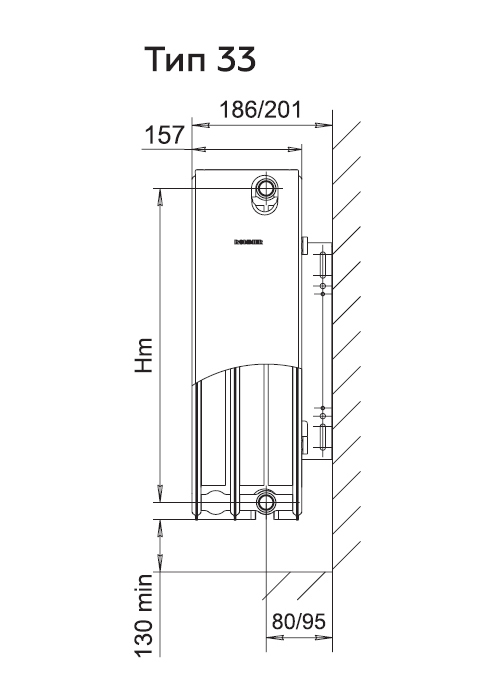Радиатор Rommer Ventil 33/600/400 600x400 стальной панельный с нижним ...