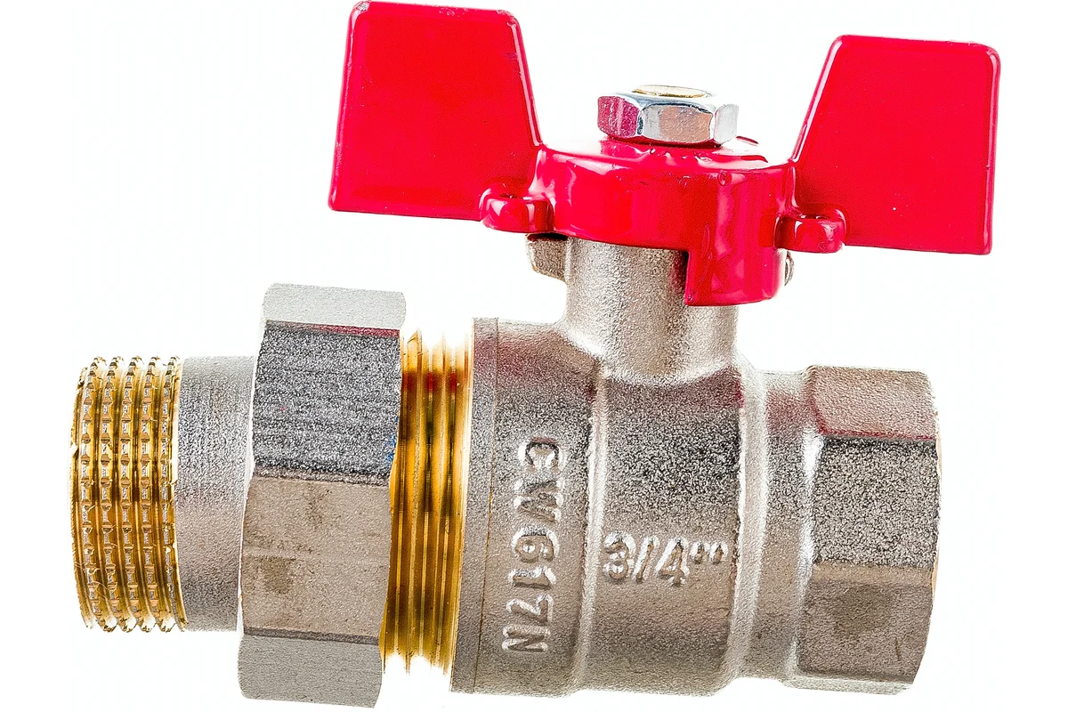 Rommer шаровой кран с американкой 3/4" ВН/НР, ручка бабочка RBV-0005-0510220