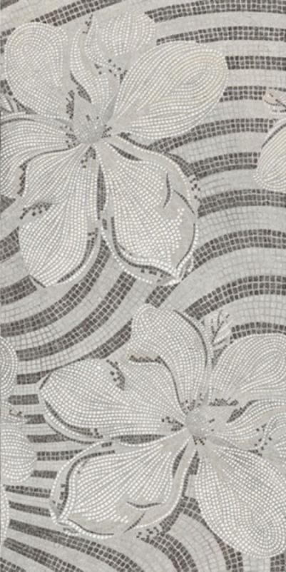 

Керамогранит Brennero Gems Decor Flower Silver Lapp Rett декор 60x120