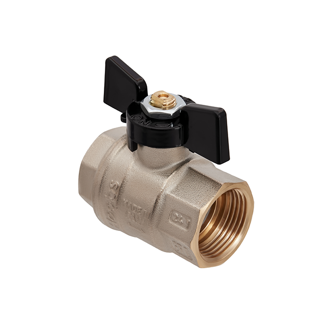 Hoobs Кран шаровой латунный ВР/ВР 1/2'' с ручкой-бабочкой чёрного цвета