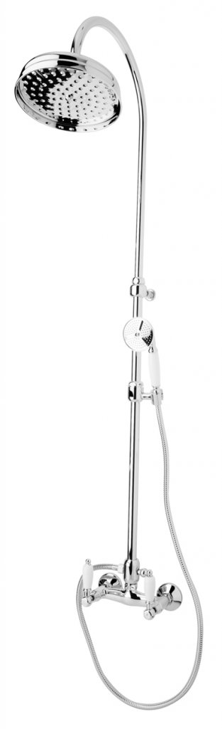

Душевая колонна со смесителем для верхнего и ручного душа Cezares First хром, ручка белая FIRST-CD-01-Bi