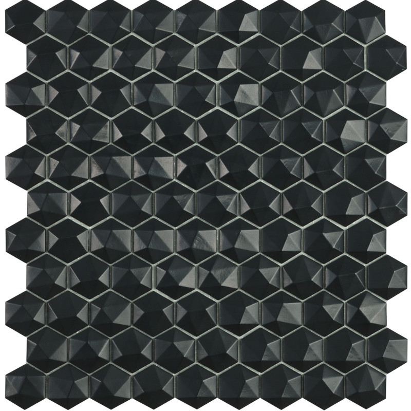 

Мозаика Стеклянная Vidrepur Hex Nordic № 903 D черный (на сетке) 31,7x30,7