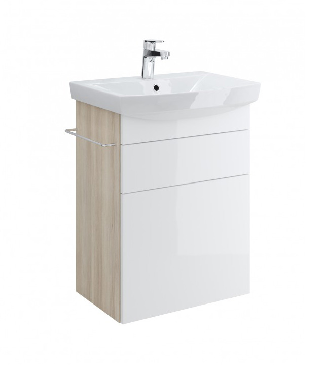 

Тумба под раковину Cersanit SMART 55 ясень, белый B-SU-SMA-CA55/Wh