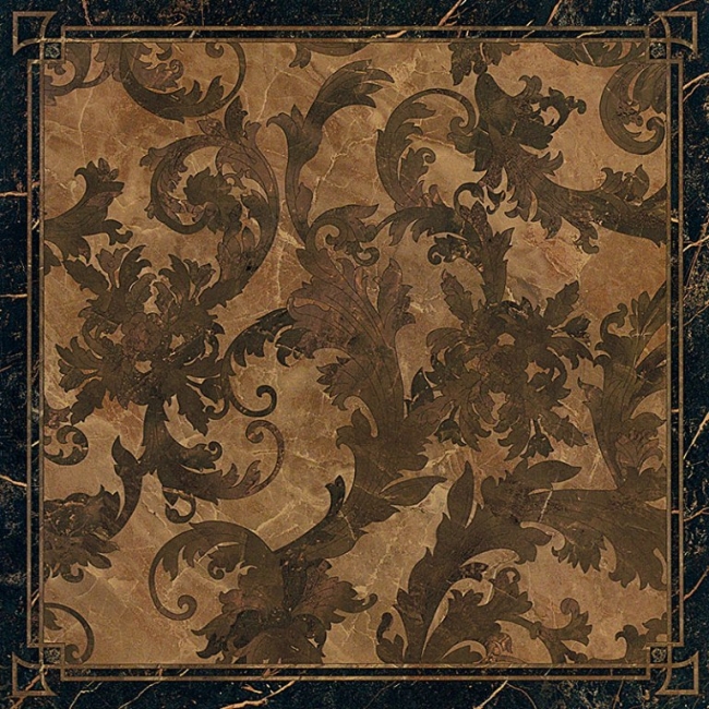 

Керамогранит Versace Marble Nero 240073 Pav. Dec. Rett. Cassettone Fog Декор 58,5x58,5