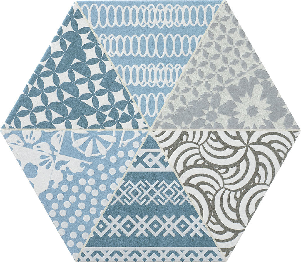 

Керамогранит Rocersa Nordic Hexa Mix-1 Gris-Azul 20x23
