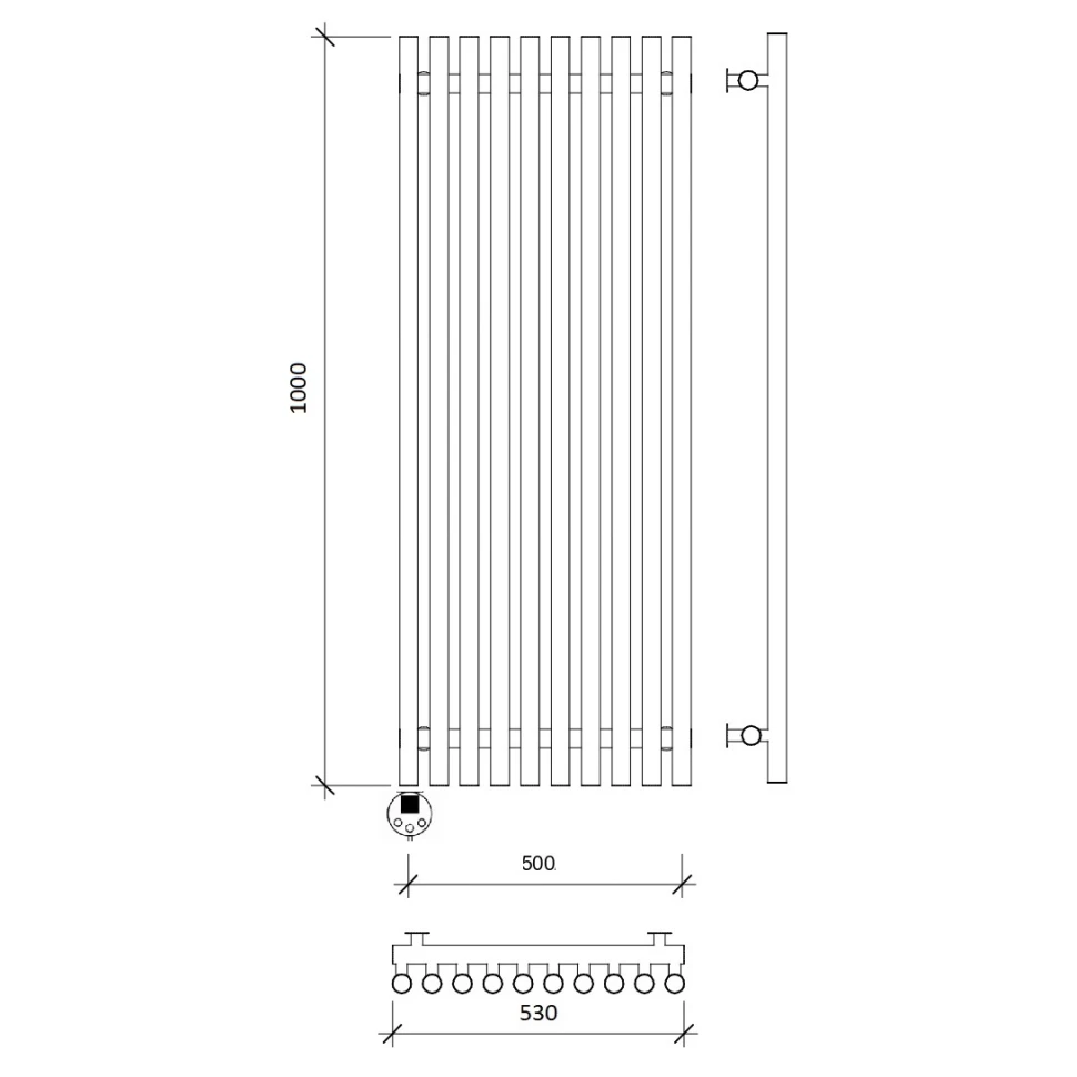 Электрический полотенцесушитель Secado Бергамо плюс 10 1000x500 ТЭН Лев. Черный матовый