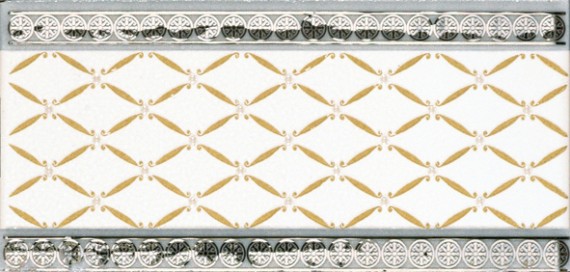 Керамическая плитка Almera Noblesse Cenefa Delis Blanco Silver Бордюр 10x20