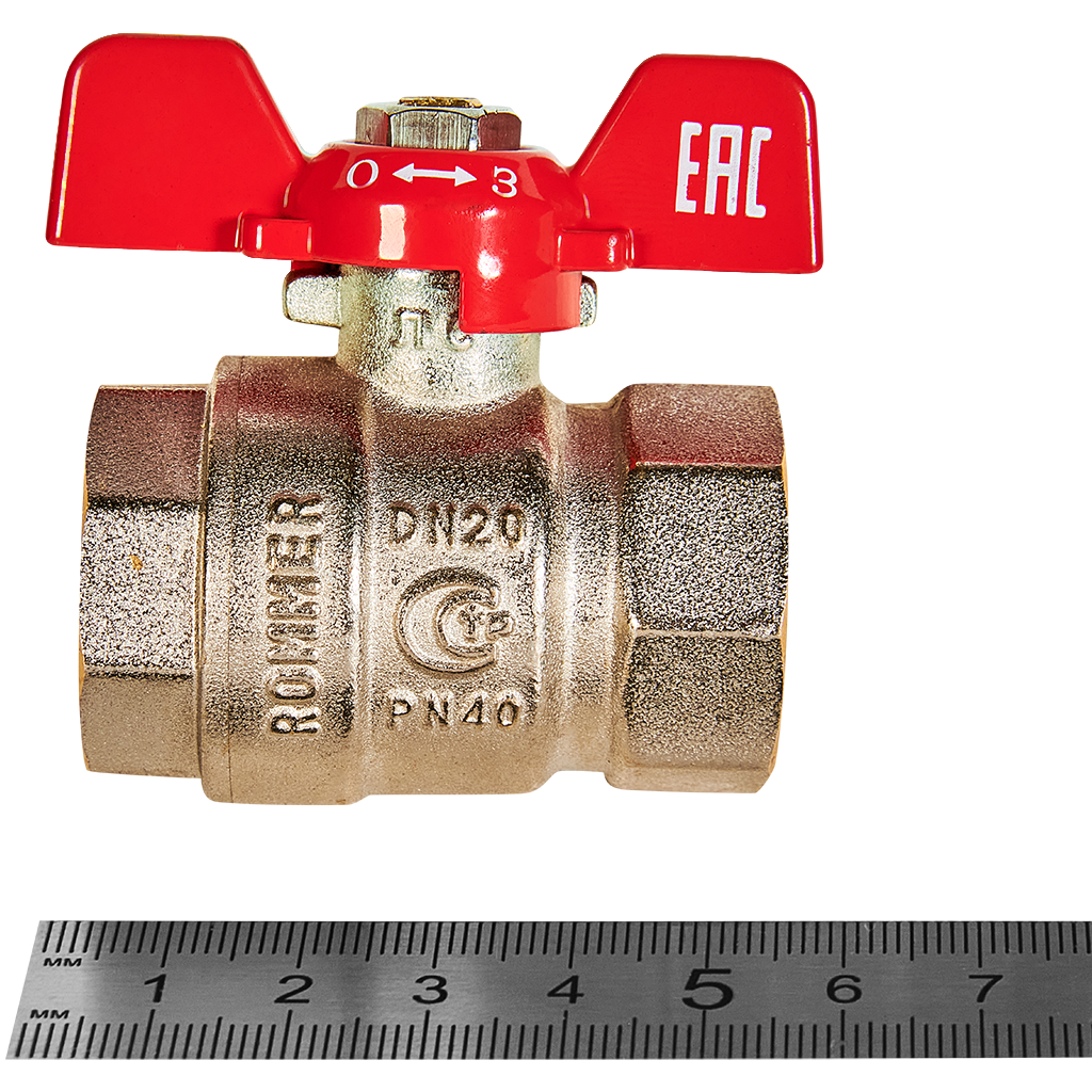 Rommer шаровой кран 3/4" ВН/ВН, ручка бабочка RBV-0003-2110220