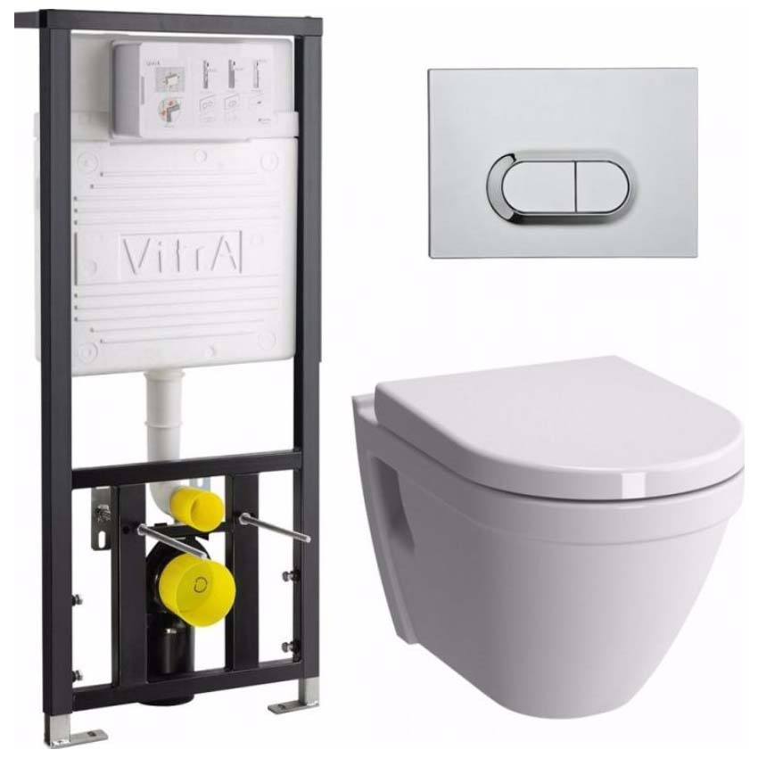 

Комплект с инсталляцией Vitra S50 унитаз с технологией Rim-Ex, инсталляция, кнопка, сиденье с микролифтом 9003B003-7201